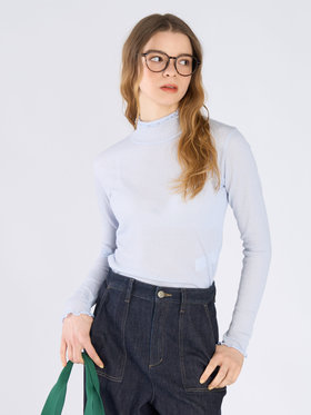 To b. by agnès b. シャーリング ジャージー タートル プルオーバー ライトブルー