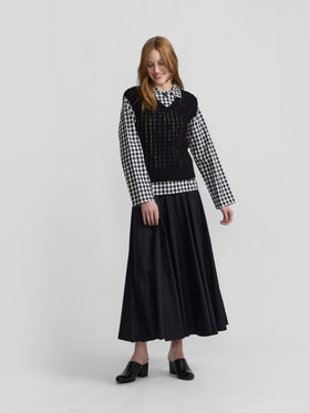 FEMME ウィメンズ コットン Vネック ノースリーブ ニット プルオーバー ”Capucine” ブラック