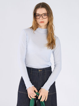 To b. by agnès b. シャーリング ジャージー タートル プルオーバー ライトブルー