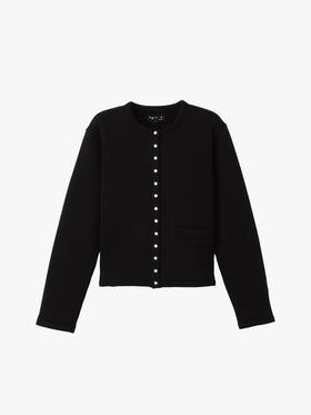 FEMME ウィメンズ コットン メルトン カーディガンプレッション "Phone" ブラック