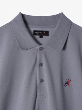 HOMME メンズ メンズ アイコニック 刺繍 コットン 半袖 ポロシャツ "Lezard" グレー