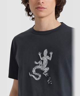 HOMME メンズ メンズ アイコニック プリント コットン 半袖 Tシャツ "Lezard" グレー