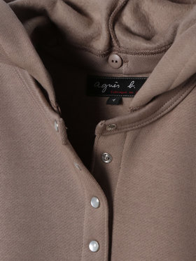 FEMME ウィメンズ オーガニックコットン メルトン 長袖 カーディガンプレッション ”Capuche” ベージュ