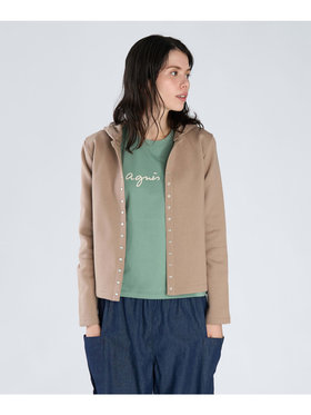 FEMME ウィメンズ オーガニックコットン メルトン 長袖 カーディガンプレッション ”Capuche” ベージュ