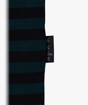 HOMME メンズ メンズ 細ボーダー コットン 長袖 Tシャツ ブラック×グリーン
