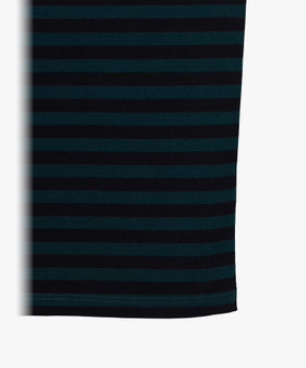 HOMME メンズ メンズ 細ボーダー コットン 長袖 Tシャツ ブラック×グリーン
