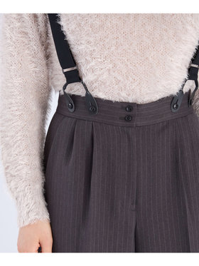 To b. by agnès b. 【Outlet】ウール調 ストライプ サスペンダーパンツ グレー
