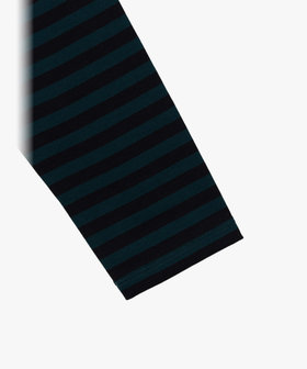 HOMME メンズ メンズ 細ボーダー コットン 長袖 Tシャツ ブラック×グリーン