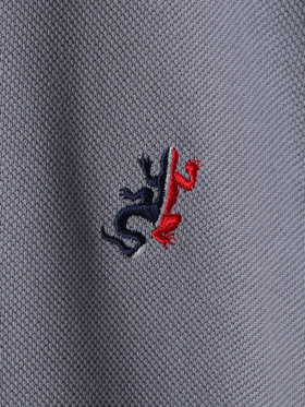 HOMME メンズ メンズ アイコニック 刺繍 コットン 半袖 ポロシャツ "Lezard" グレー