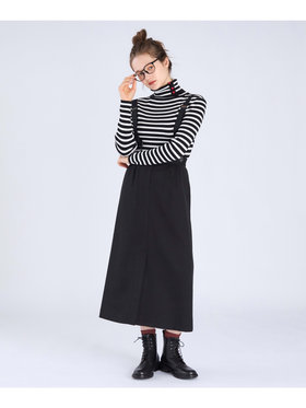 To b. by agnès b. 【Outlet】ウール調 サスペンダースカート ブラック