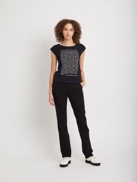 FEMME ウィメンズ オーガニックコットン プリント ノースリーブ Tシャツ ”Apocalypse selon St Jean” ブラック