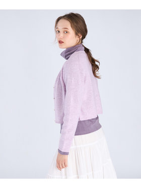 To b. by agnès b. 【Outlet】ウール フラワーボタン カーディガン パープル