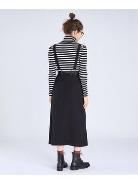To b. by agnès b. 【Outlet】ウール調 サスペンダースカート ブラック