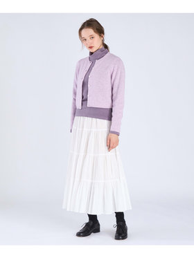 To b. by agnès b. 【Outlet】ウール フラワーボタン カーディガン パープル