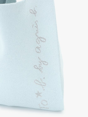 To b. by agnès b. ニット ロゴ トートバッグ ライトブルー