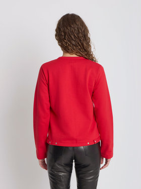 FEMME ウィメンズ オーガニックコットン メルトン 長袖 カーディガンプレッション "Rosana" レッド