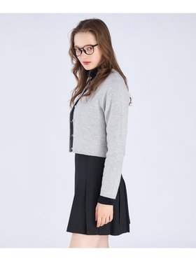 To b. by agnès b. 【Outlet】ウール フラワーボタン カーディガン ライトグレー