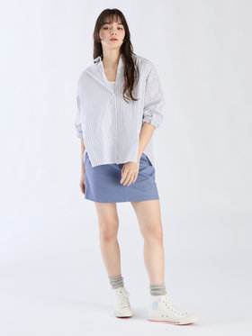 To b. by agnès b. コットン ストライプ ロングスリーブ シャツ ホワイト