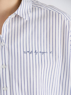 To b. by agnès b. コットン ストライプ ロングスリーブ シャツ ホワイト