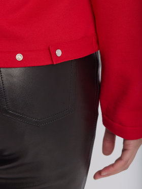 FEMME ウィメンズ オーガニックコットン メルトン 長袖 カーディガンプレッション "Rosana" レッド