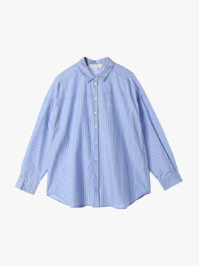 To b. by agnès b. コットン ストライプ ロングスリーブ シャツ ブルー