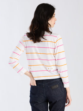 FEMME ウィメンズ 【Outlet】ボーダー コットン 長袖 カーディガンプレッション "Petit" ホワイト