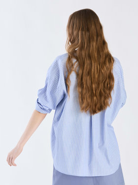 To b. by agnès b. コットン ストライプ ロングスリーブ シャツ ブルー