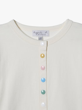 ENFANT ユニセックス キッズ マルチカラー コットン 長袖 カーディガンプレッション ホワイト