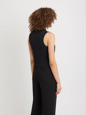 FEMME ウィメンズ コットン メルトン Vネック ノースリーブ カーディガンプレッション "Snack" ブラック