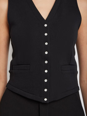 FEMME ウィメンズ コットン メルトン Vネック ノースリーブ カーディガンプレッション "Snack" ブラック