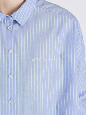 To b. by agnès b. コットン ストライプ ロングスリーブ シャツ ブルー