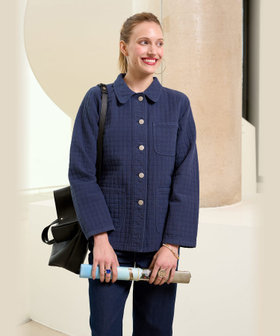 FEMME ウィメンズ キルティング コットン ワークジャケット "Sanshui" ネイビー