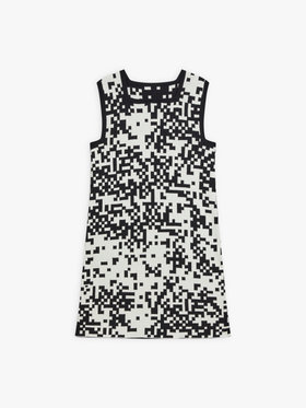 FEMME ウィメンズ コットン スクエアネック ミニワンピース ”Pixel” ブラック