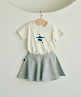 ENFANT ベビー ベビー ロゴ ボーダー プリント コットン 半袖 Tシャツ "Etoile" ホワイト