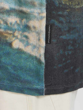 HOMME メンズ メンズ フォトプリント シルク リネン ニット プルオーバー "Mer" マルチ