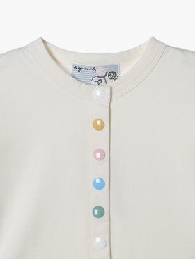 ENFANT ベビー ベビー マルチカラー コットン 長袖 カーディガンプレッション ホワイト