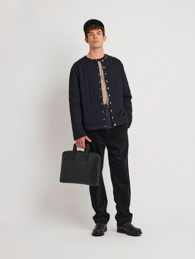 HOMME メンズ メンズ 刺繍 コットン 長袖 カーディガン "Point d'ironie" ブラック