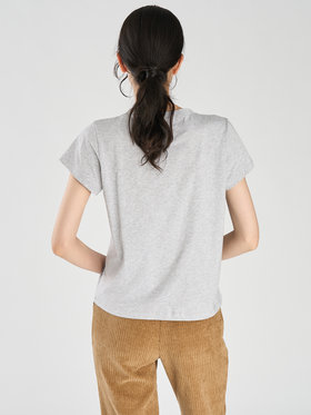 FEMME ウィメンズ メッセージ プリント オーガニックコットン 半袖 Tシャツ "...je sais ce que j' fais...! Zut" グレー
