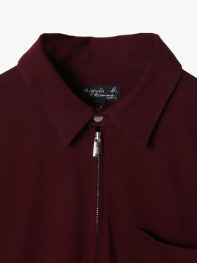 HOMME メンズ メンズ コットン 長袖 ジップシャツ ”Metro” ボルドー
