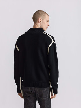 HOMME メンズ メンズ コットン ニット ジップアップブルゾン ”Reversible” ブラック