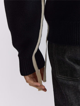 HOMME メンズ メンズ コットン ニット ジップアップブルゾン ”Reversible” ブラック