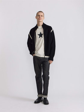 HOMME メンズ メンズ コットン ニット ジップアップブルゾン ”Reversible” ブラック