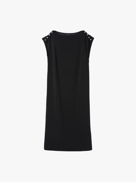 FEMME ウィメンズ ジャージー ボートネック ノースリーブ ワンピース ”Louve” ブラック