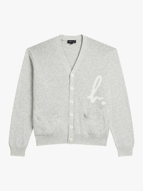 HOMME メンズ メンズ "b."ロゴ コットン Vネック カーディガン グレー系その他