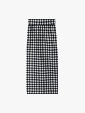 To b. by agnès b. 【Outlet】ネップギンガムチェックスカート ブラック