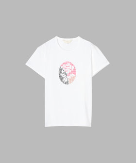 To b. by agnès b. Blooms in Dots(Rose)  オーガニックコットン 半袖 アーティスト Tシャツ ホワイト