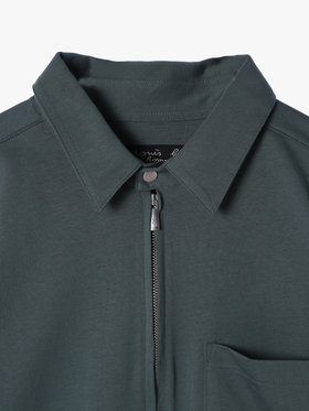 HOMME メンズ メンズ コットン 長袖 ジップシャツ ”Metro” グリーン