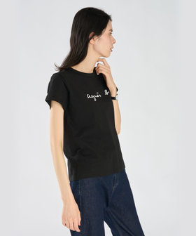 FEMME ウィメンズ ロゴプリント コットン 半袖Tシャツ "Brando" ブラック