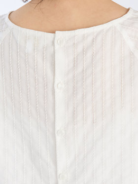 To b. by agnès b. 【Outlet】からみ織 コットン 半袖 ブラウス ホワイト