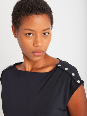 FEMME ウィメンズ ジャージー ボートネック ノースリーブ ワンピース ”Louve” ブラック